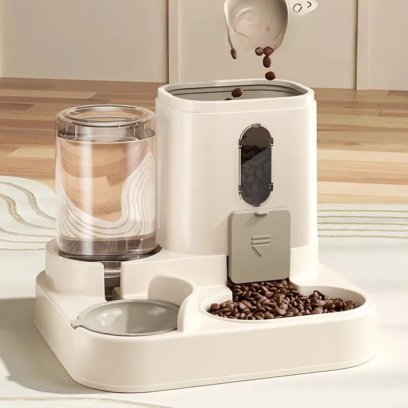 Gravity Pet Feeder Dual Bowl Auto-Refill Anti-Tip Adjustable Flow
