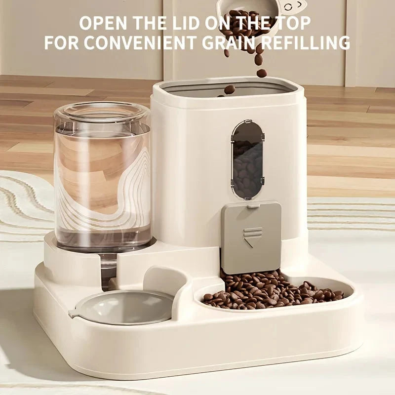 Gravity Pet Feeder Dual Bowl Auto-Refill Anti-Tip Adjustable Flow