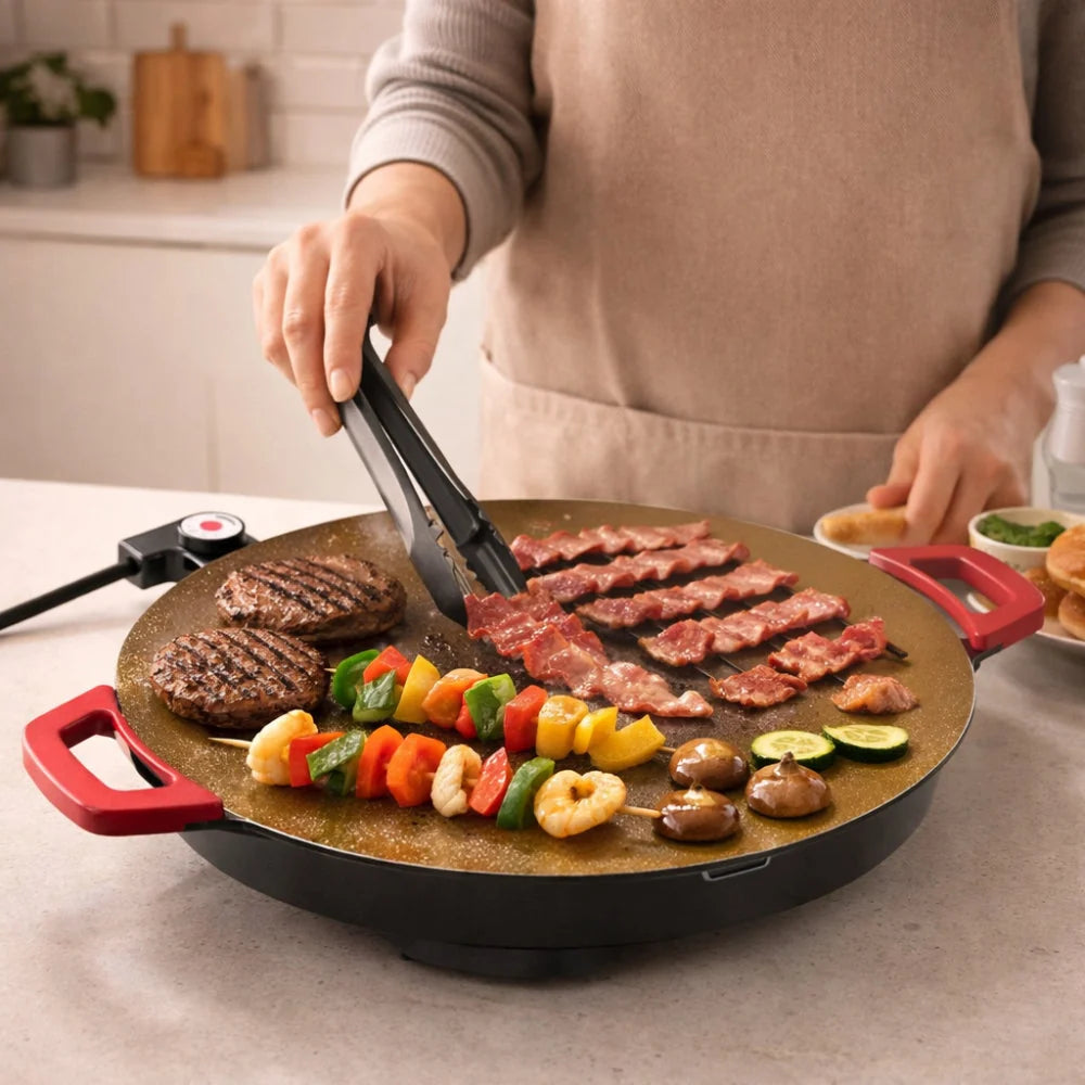 Grill Pan Cast Iron Raised Ridges & Drip Channels