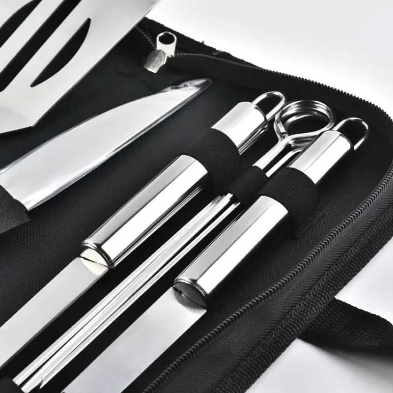 Grill Tool Set Stainless Steel Heat-Resistant With Carrying Bag
