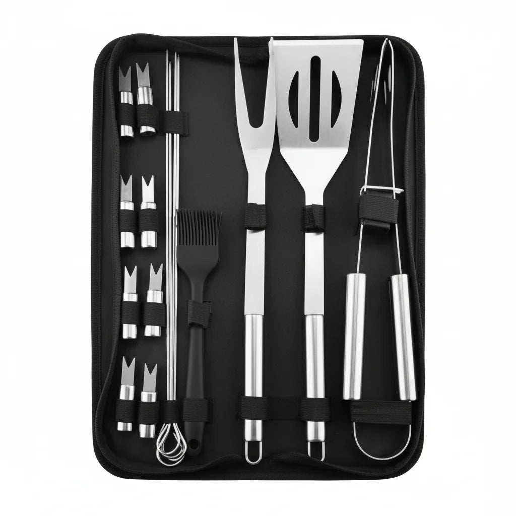 Grill Tool Set Stainless Steel Heat-Resistant With Carrying Bag