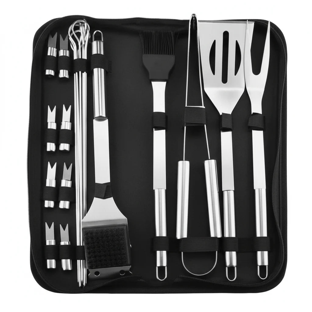 Grill Tool Set Stainless Steel Heat-Resistant With Carrying Bag