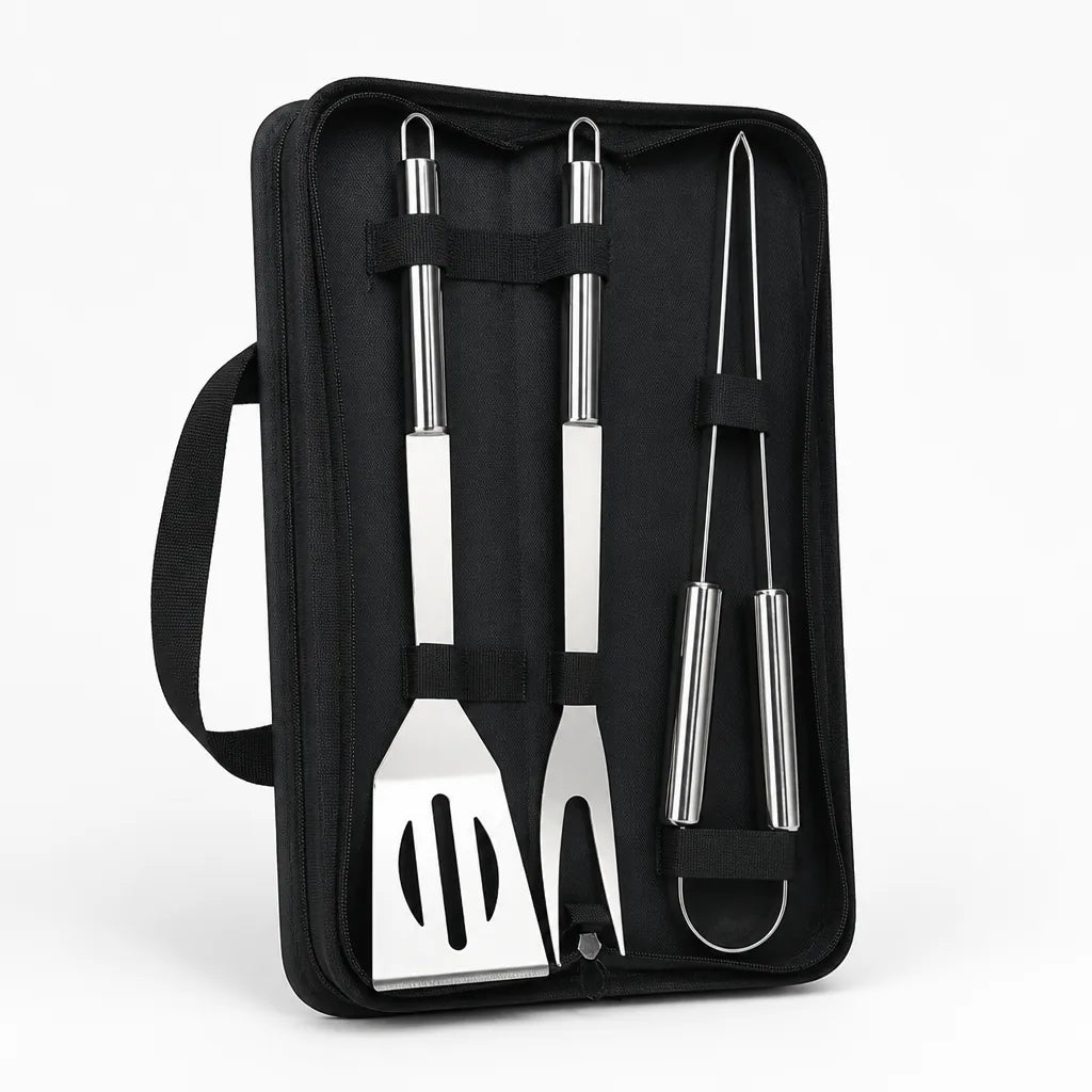 Grill Utensil Set Stainless Steel Non-Slip Handles Carrying Case