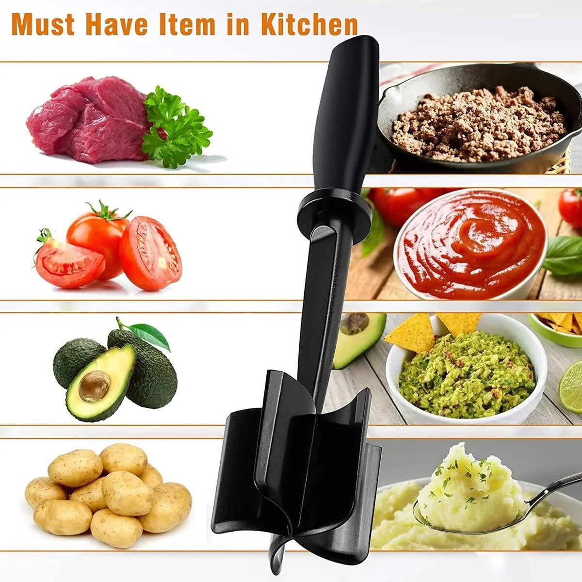 Ground Meat Chopper Five-Blade Heat-Resistant Nylon Head