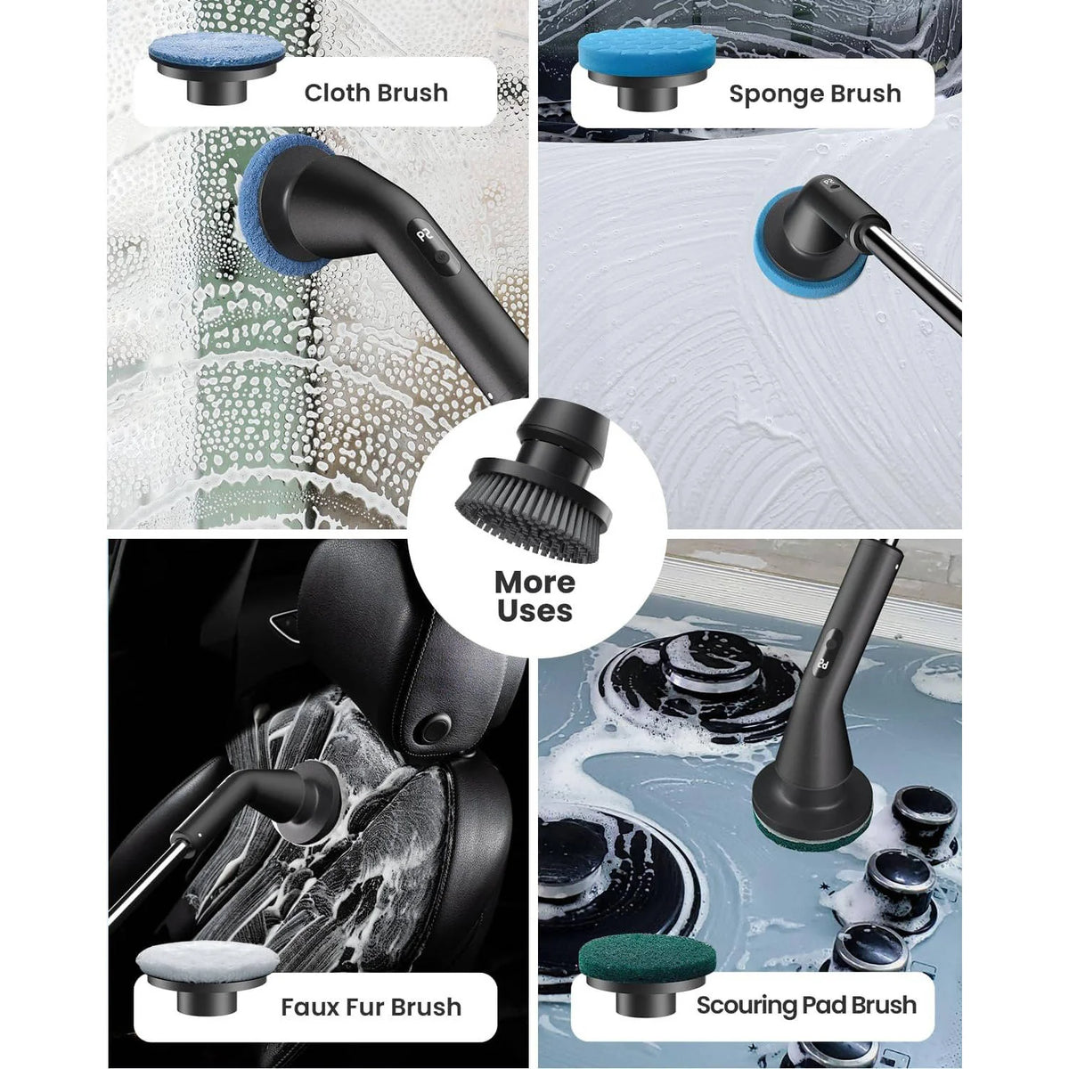 Grout Brush Cordless Extendable Handle 90-Min Runtime