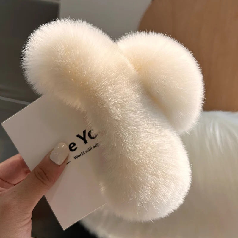 Hair Claw Clip Plush Faux Fur Secure Hold