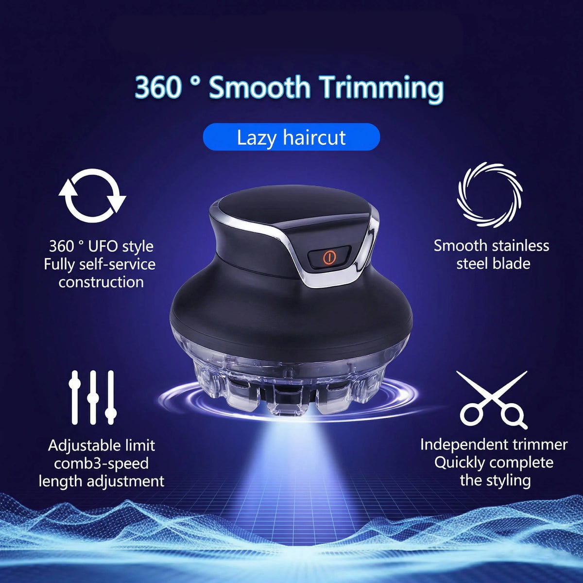 Hair Clipper Cordless 360 Degree Rotating Head