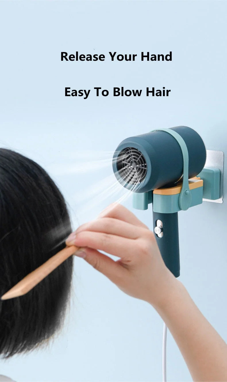 Hair Dryer Holder 180° Rotating Adhesive Wall Mount
