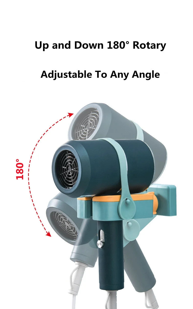 Hair Dryer Holder 180° Rotating Adhesive Wall Mount