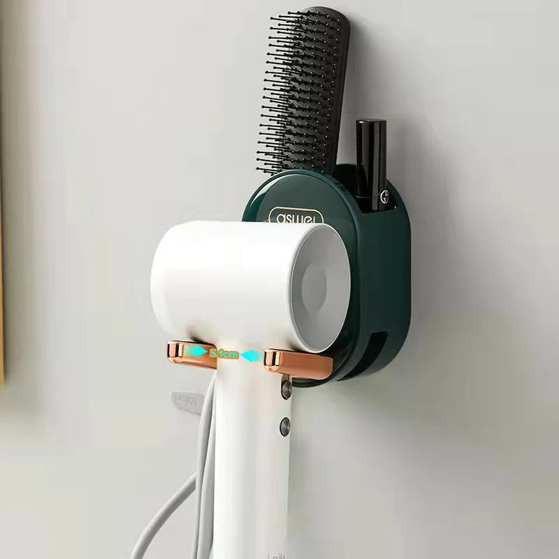 Hair Dryer Holder Foldable No-Drill Space-Saving