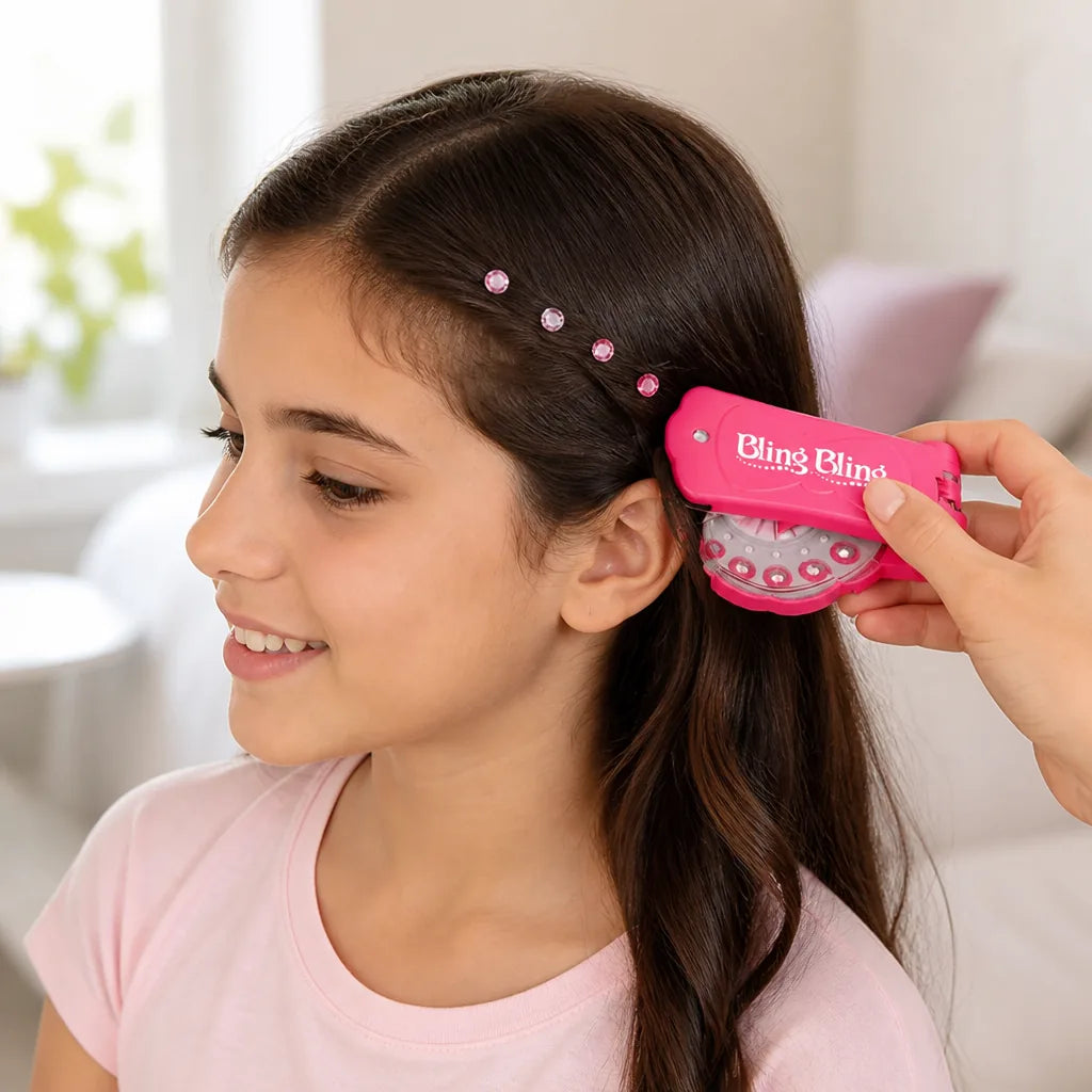 Hair Gem Decorator One-Click Applicator 180 Pink Gems