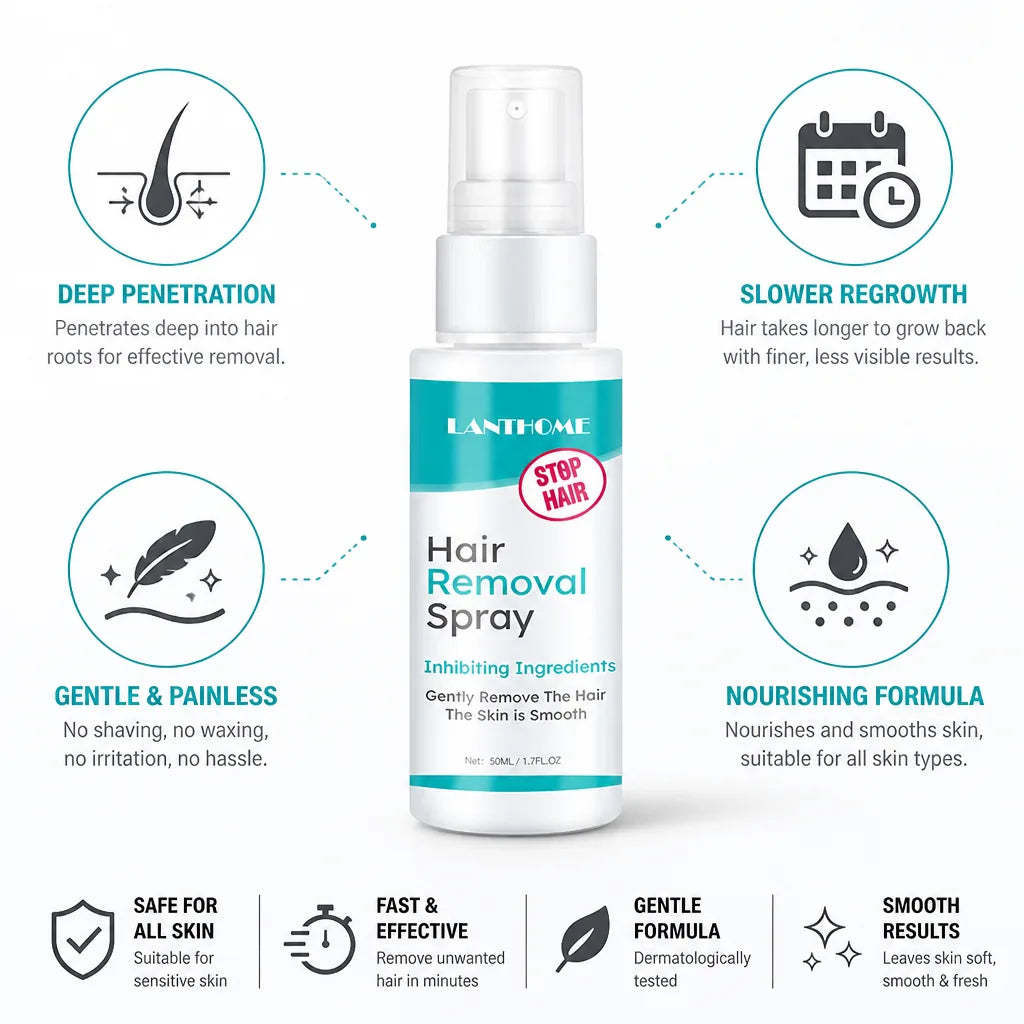 Hair Removal Spray Painless Fast-Acting For Face & Body