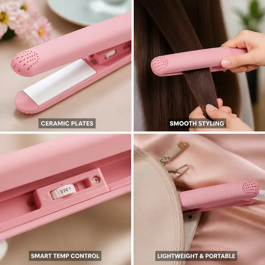Hair Straightener & Curler Ceramic Tourmaline Plates Smart Temp