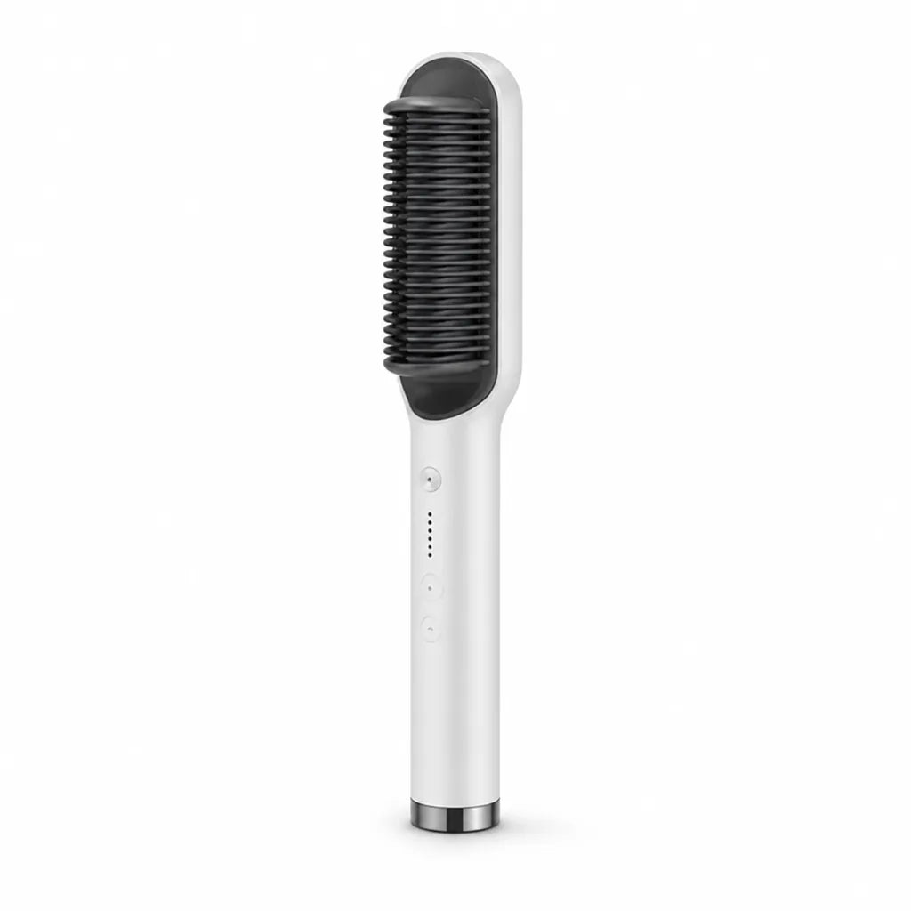 Hair Straightening Brush Built-In Comb Adjustable Heat