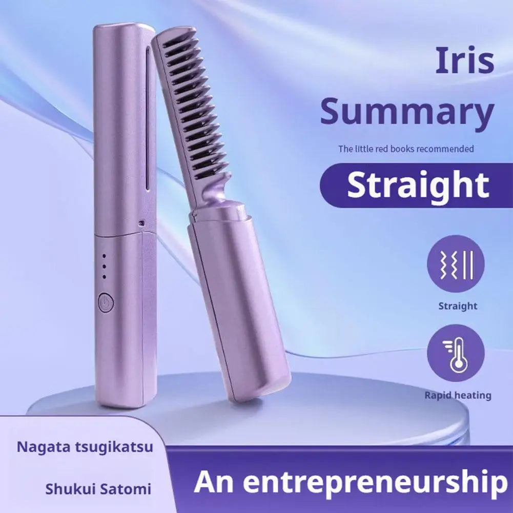Hair Straightening Comb Ceramic Heated Cordless Rechargeable