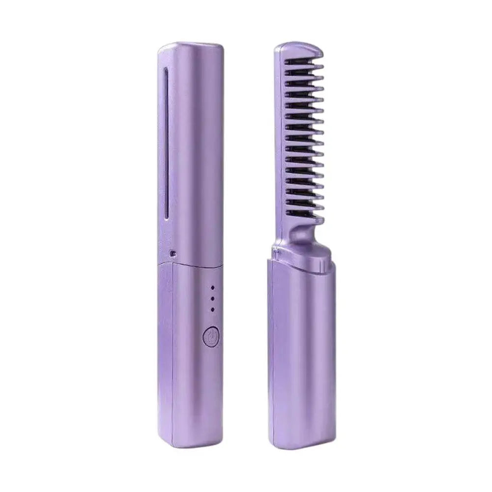 Hair Straightening Comb Ceramic Heated Cordless Rechargeable