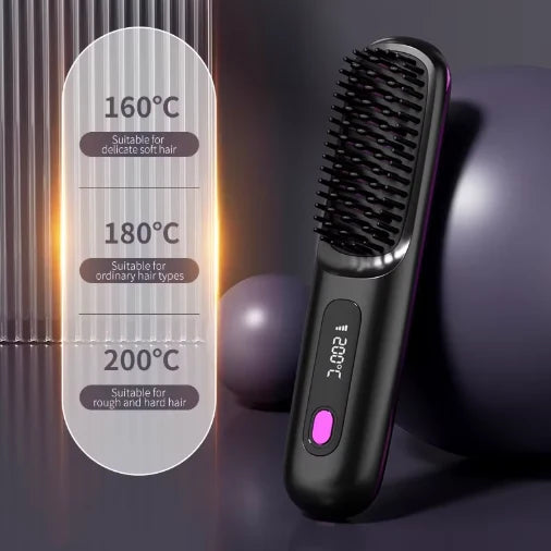 Hair Styling Brush Cordless Ceramic Bristles Scalp Guard