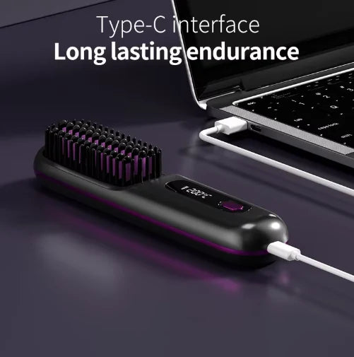 Hair Styling Brush Cordless Ceramic Bristles Scalp Guard