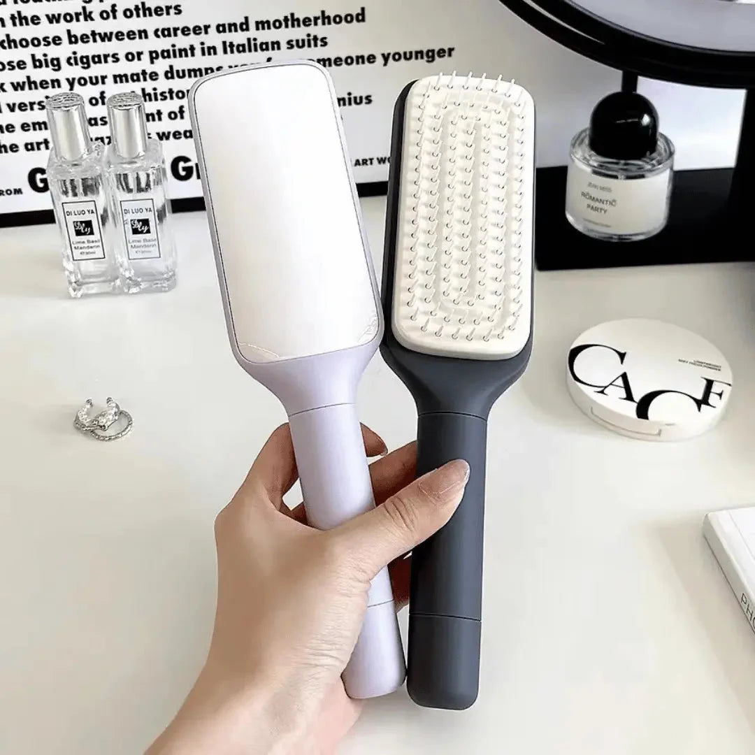 Hairbrush One-Click Self-Cleaning Rounded Scalp-Massage Bristles