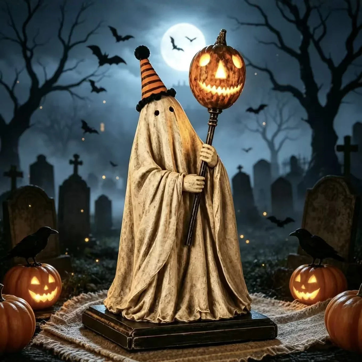 Halloween Figure Handcrafted Glowing Pumpkin Indoor & Outdoor