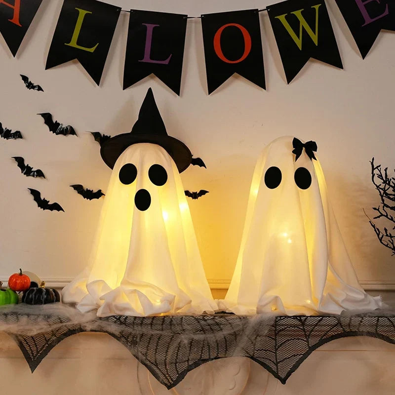 Halloween Ghost Decoration Fabric Hat & Bow Two Sizes