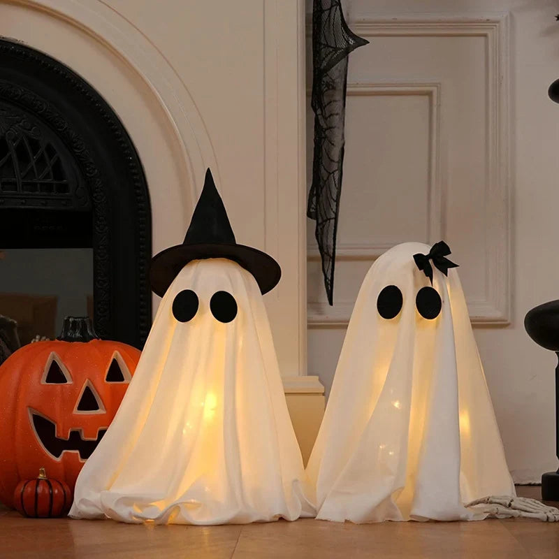 Halloween Ghost Decoration Fabric Hat & Bow Two Sizes