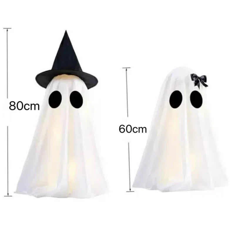 Halloween Ghost Decoration Fabric Hat & Bow Two Sizes