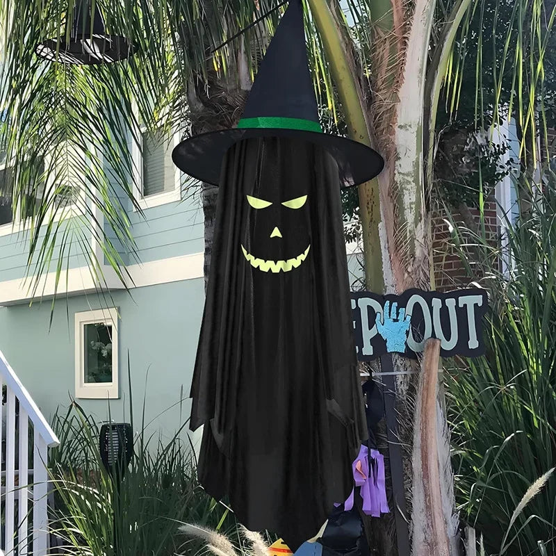 Halloween Hanging Decoration Glow-In-The-Dark Ghost Faces Weatherproof