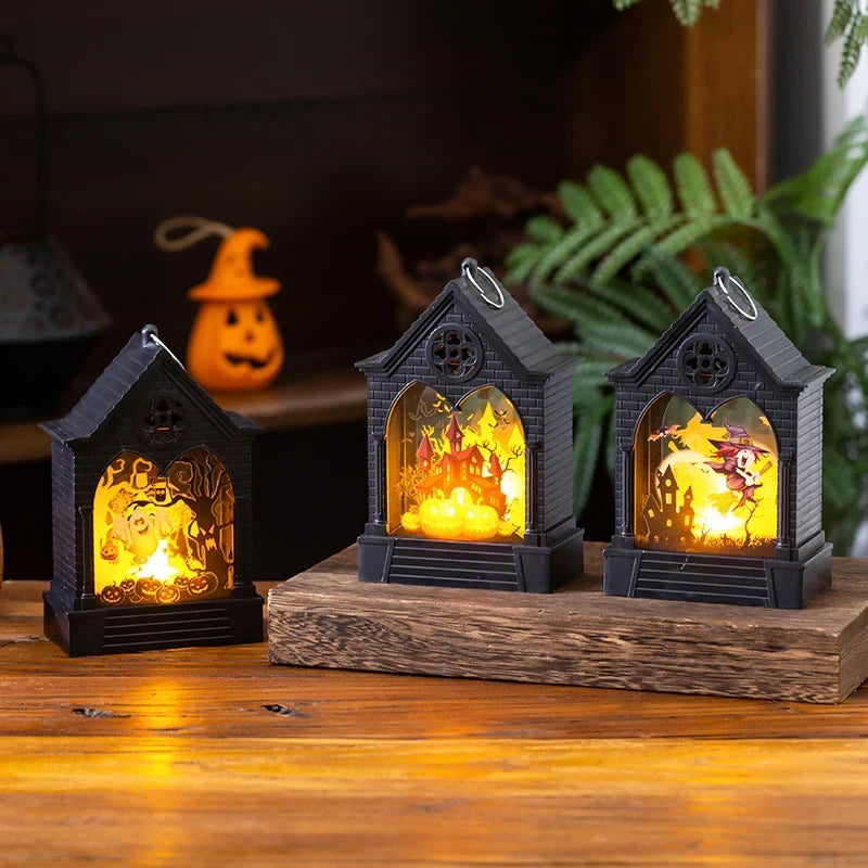 Halloween Lantern Haunted House Warm LED Indoor & Outdoor