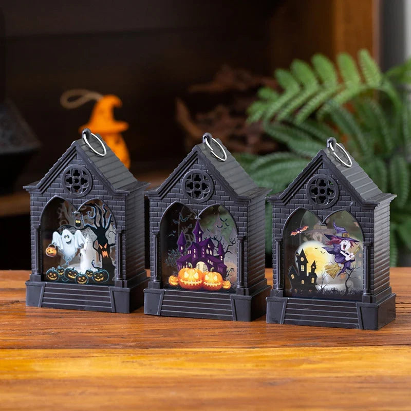 Halloween Lantern Haunted House Warm LED Indoor & Outdoor