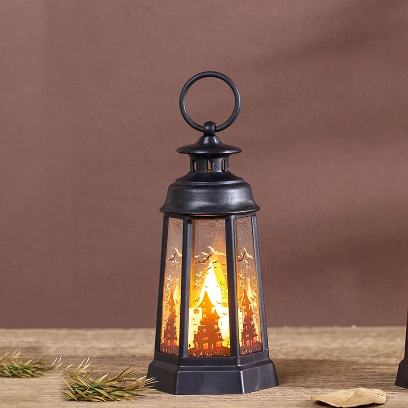 Halloween Lantern Skull Pumpkin & Witch Designs Weather-Resistant Handle