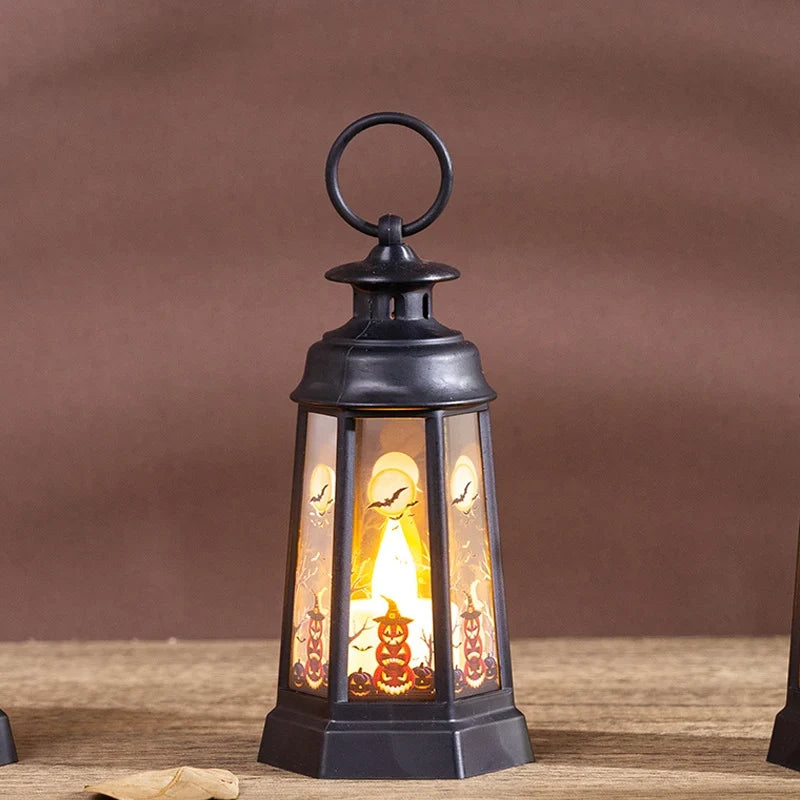 Halloween Lantern Skull Pumpkin & Witch Designs Weather-Resistant Handle