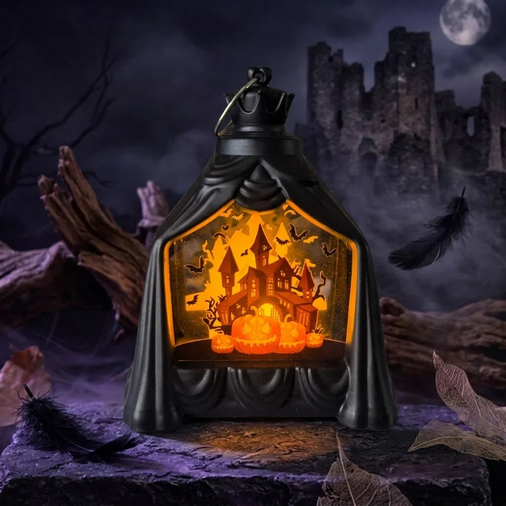 Halloween Lantern Spooky Scene Flameless LED Indoor & Outdoor