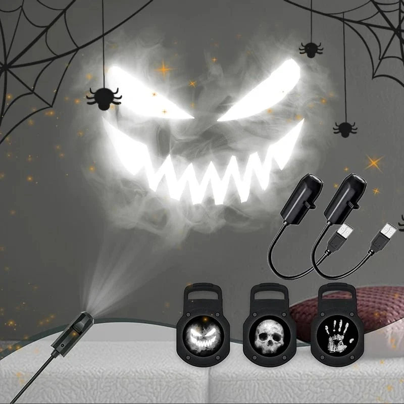 Halloween Projector Light 360-Degree Rotating USB-Powered Skull & Ghost Patterns