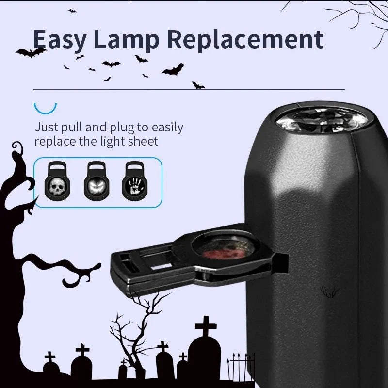 Halloween Projector Light 360-Degree Rotating USB-Powered Skull & Ghost Patterns