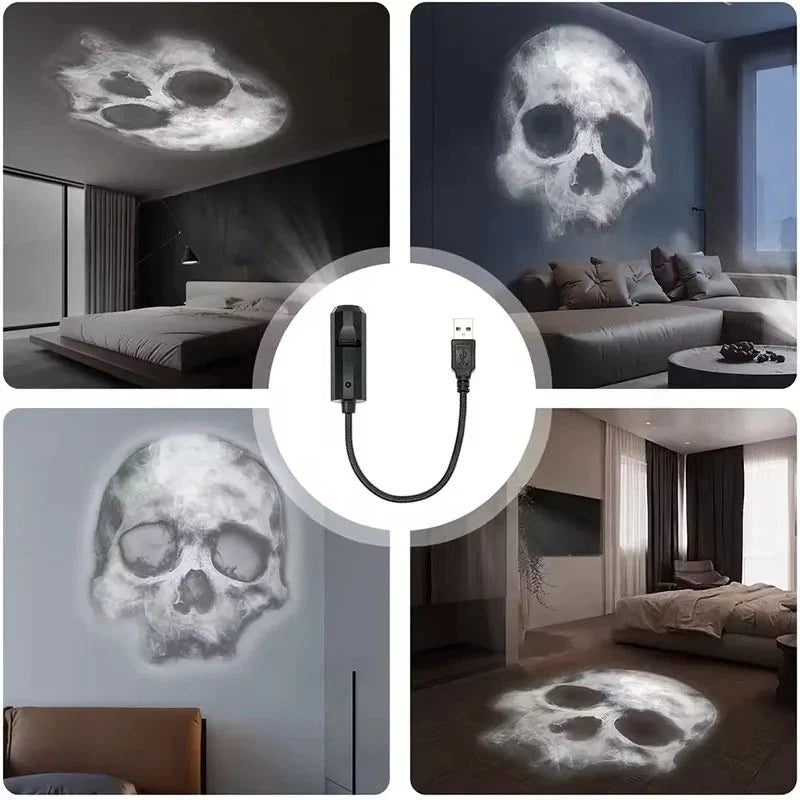Halloween Projector Light 360-Degree Rotating USB-Powered Skull & Ghost Patterns