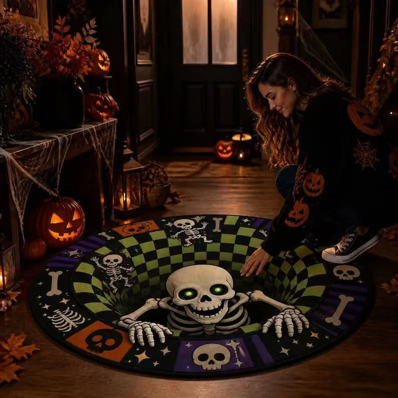 Halloween Rug 3D Pumpkin Design Spot-Cleaning Care