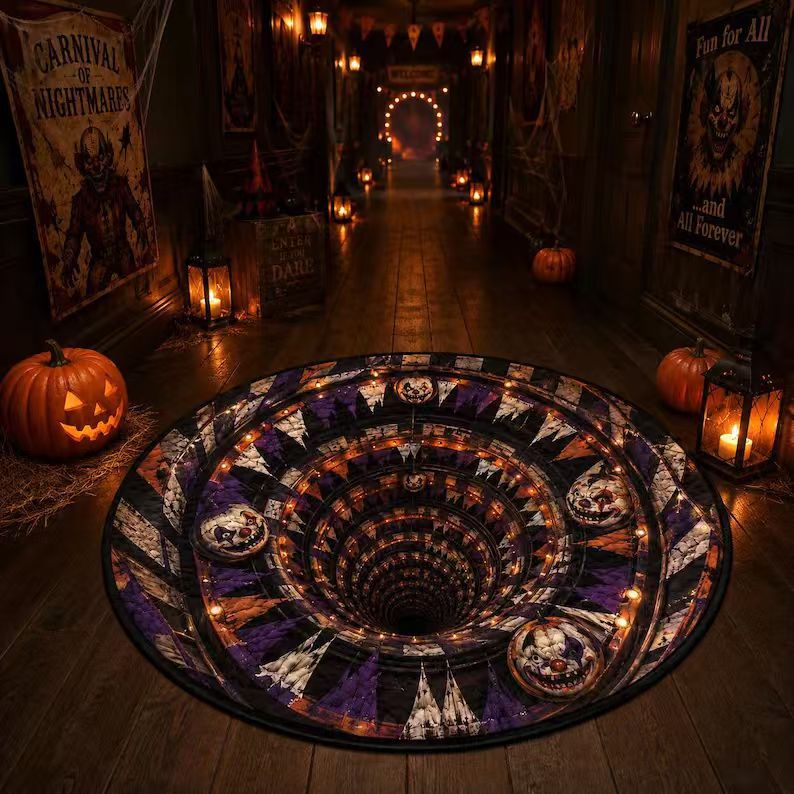 Halloween Rug 3D Pumpkin Design Spot-Cleaning Care