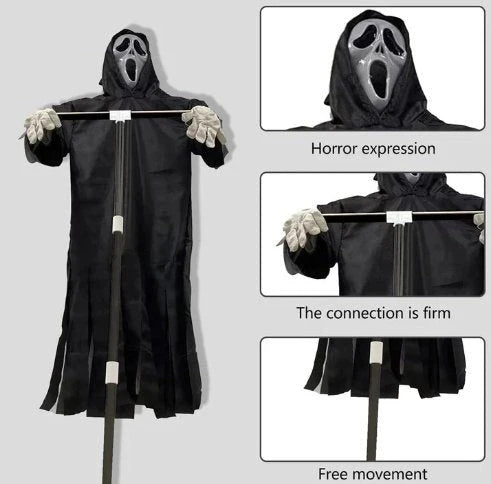 Halloween Scarecrow Wind-Powered Sway Detachable Pole Weather-Resistant