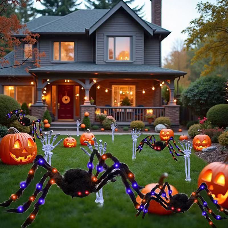 Halloween Spider Decoration Life-Size Red Eyes 100+ LEDs