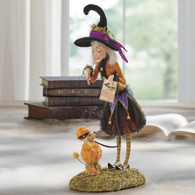 Halloween Witch Figurine Handmade Resin Multicolored Intricate Details