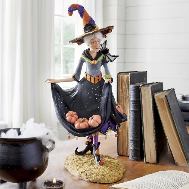 Halloween Witch Figurine Handmade Resin Multicolored Intricate Details