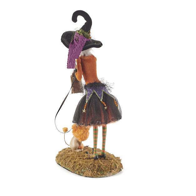 Halloween Witch Figurine Handmade Resin Multicolored Intricate Details