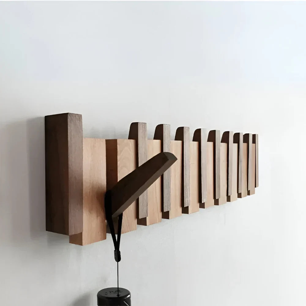 Hallway Coat Rack Walnut & Beech Fold-Flat Hooks
