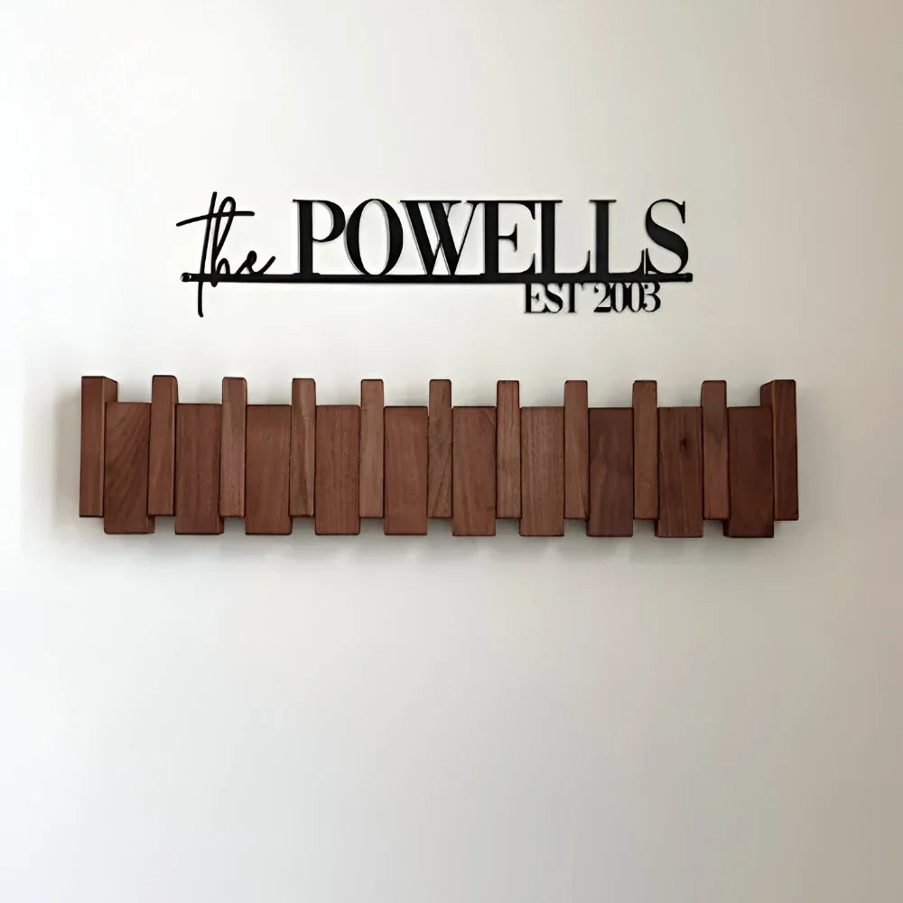 Hallway Coat Rack Walnut & Beech Fold-Flat Hooks