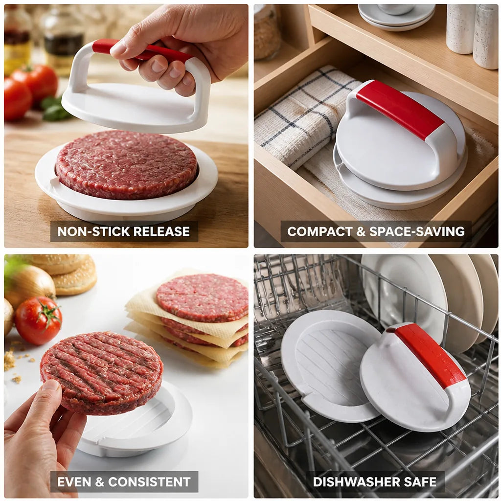 Hamburger Press Non-Stick Even Patties Dishwasher Safe