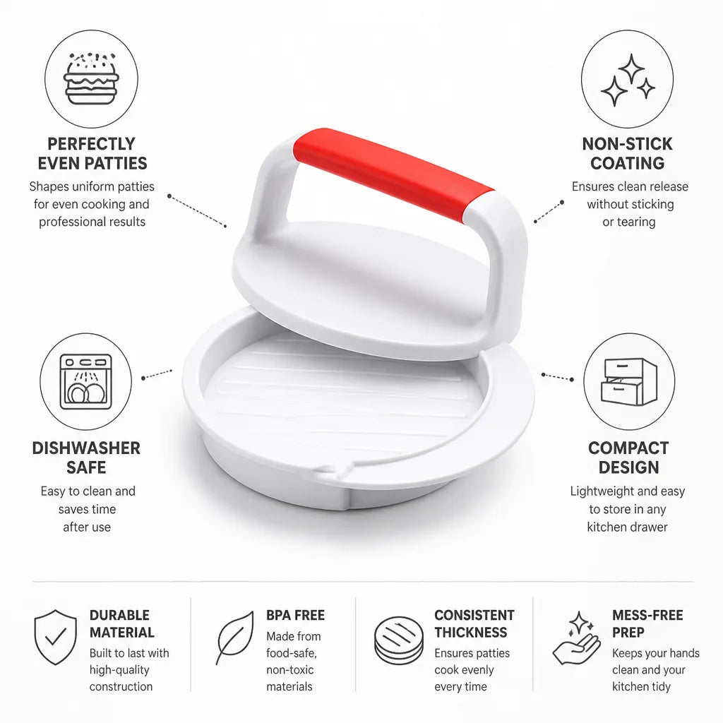 Hamburger Press Non-Stick Even Patties Dishwasher Safe