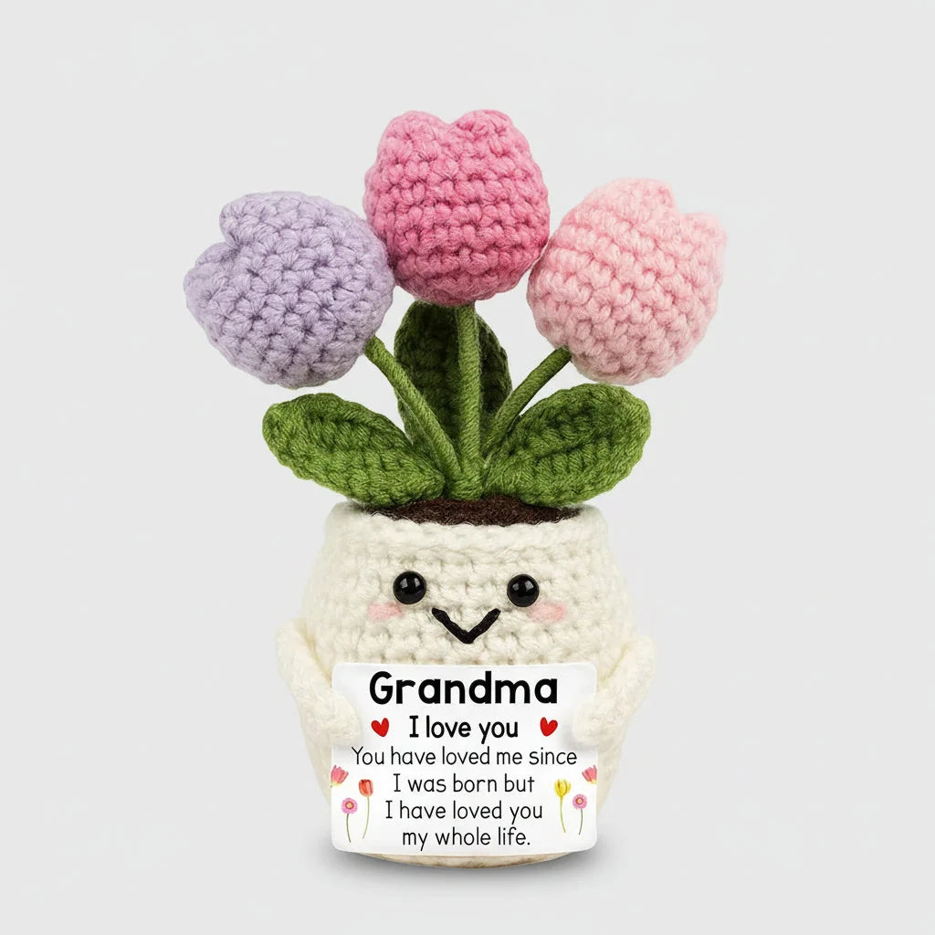 Hand-Crocheted Flower Bendable Wired Stem Trimmable