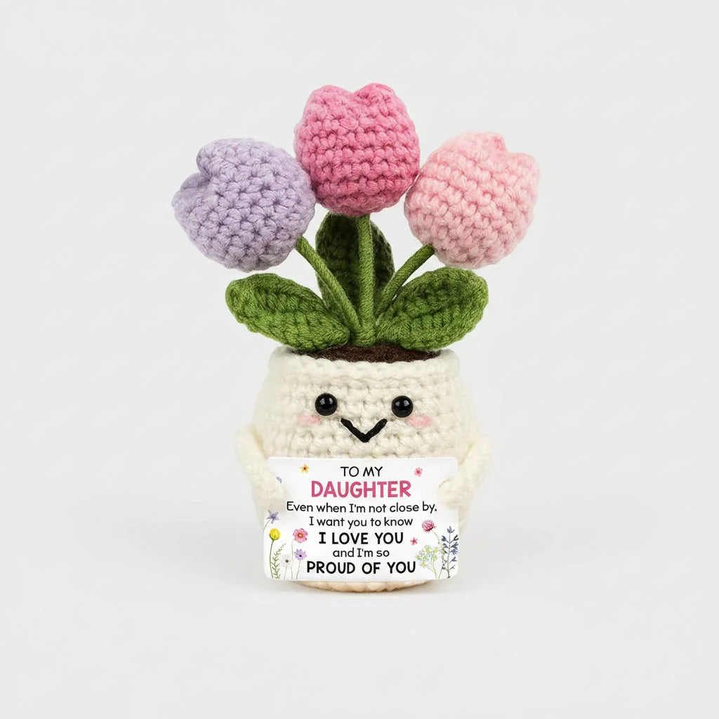 Hand-Crocheted Flower Bendable Wired Stem Trimmable
