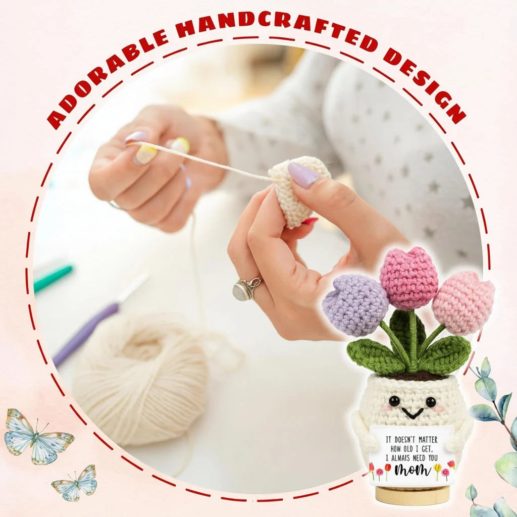Hand-Crocheted Flower Bendable Wired Stem Trimmable